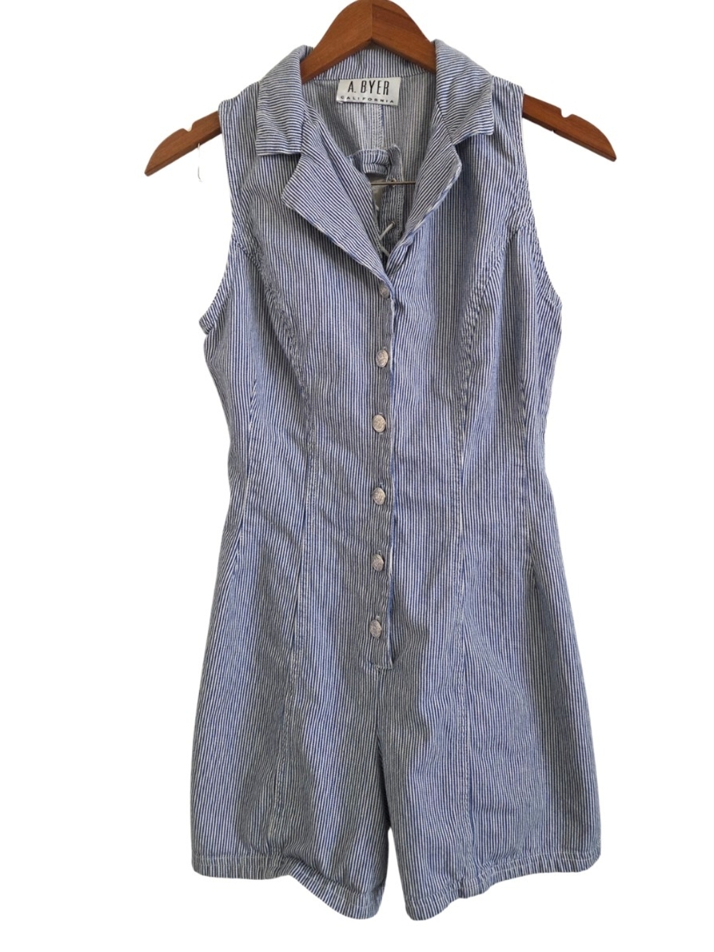 Vintage A. Byer Blue & White Striped Sleeveless Romper Size 9